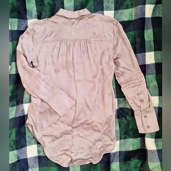 Anthropologie Pilcro Longline Silky Buttondown Shirt XXS - Picture 5 of 12